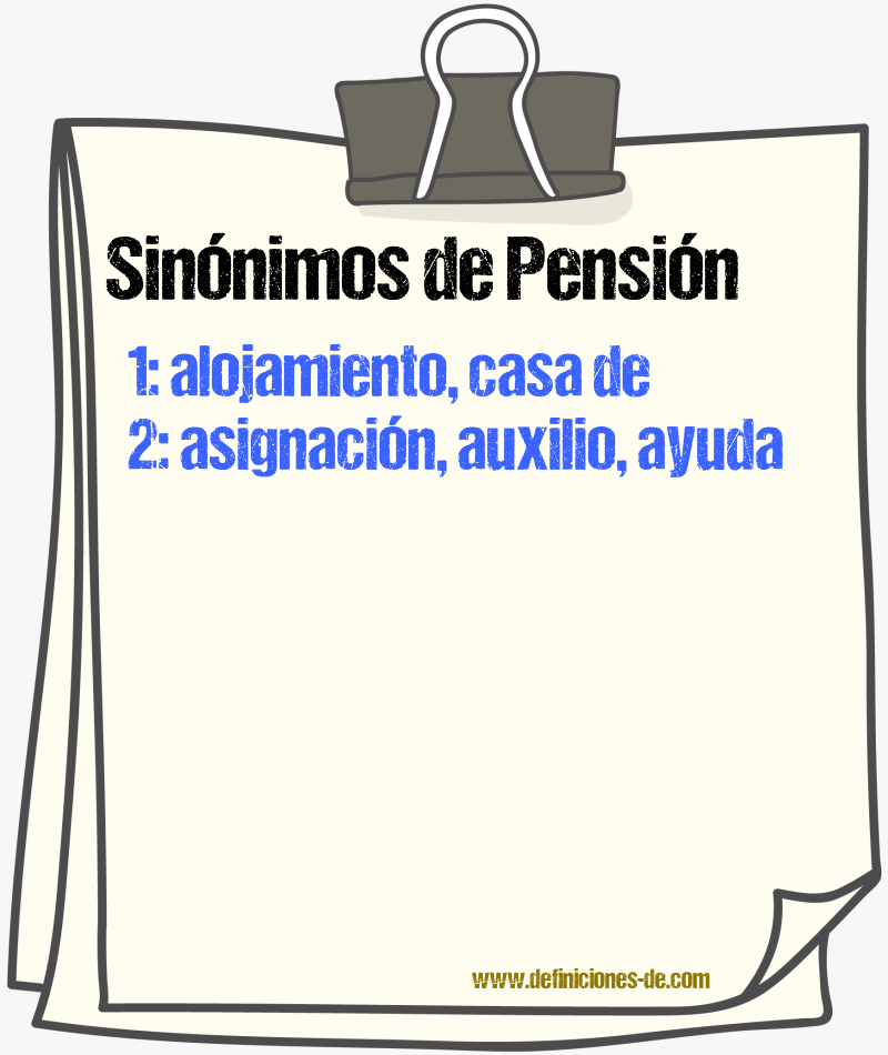 Sinónimos de pensión