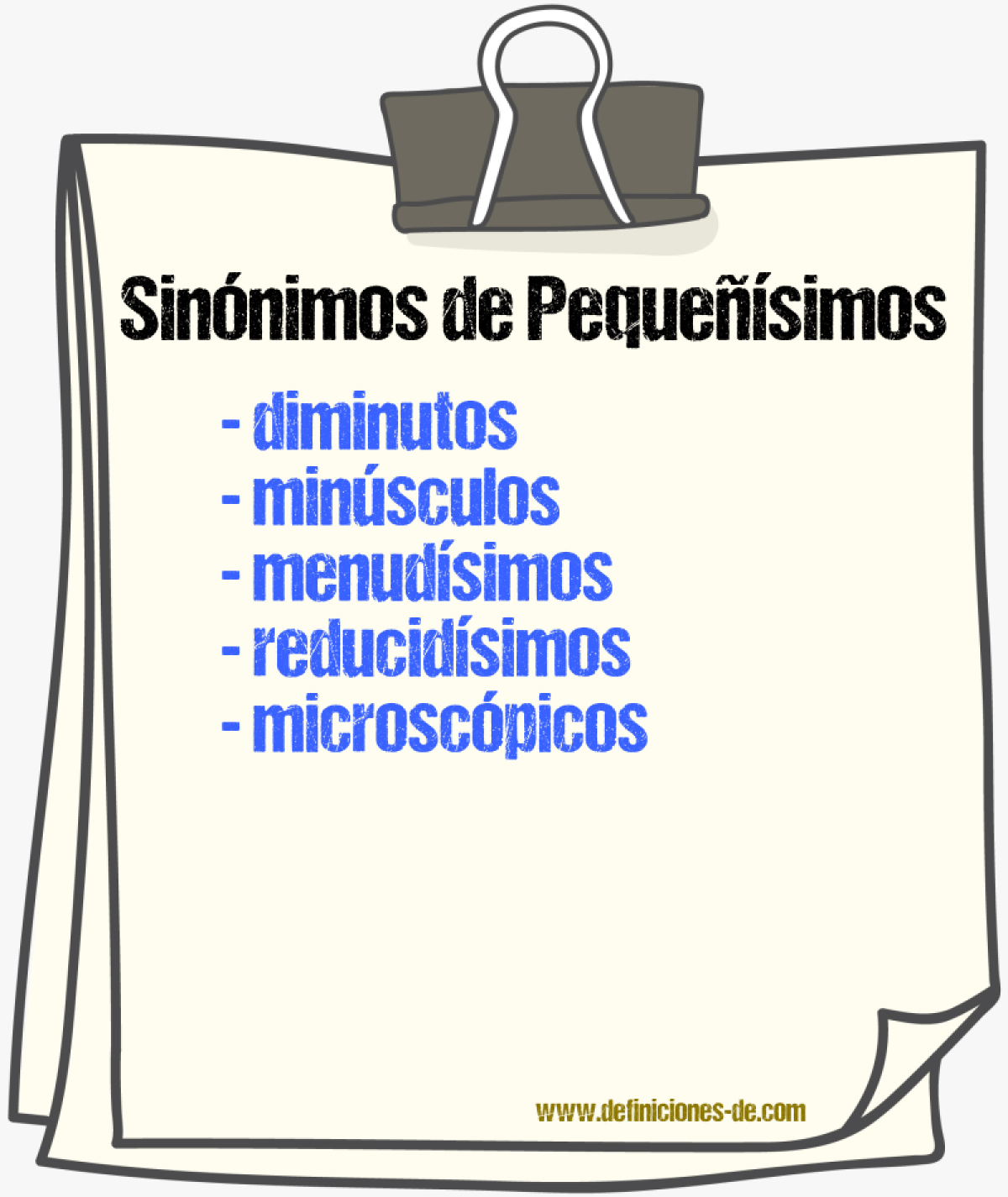 Sinónimos de pequeñísimos