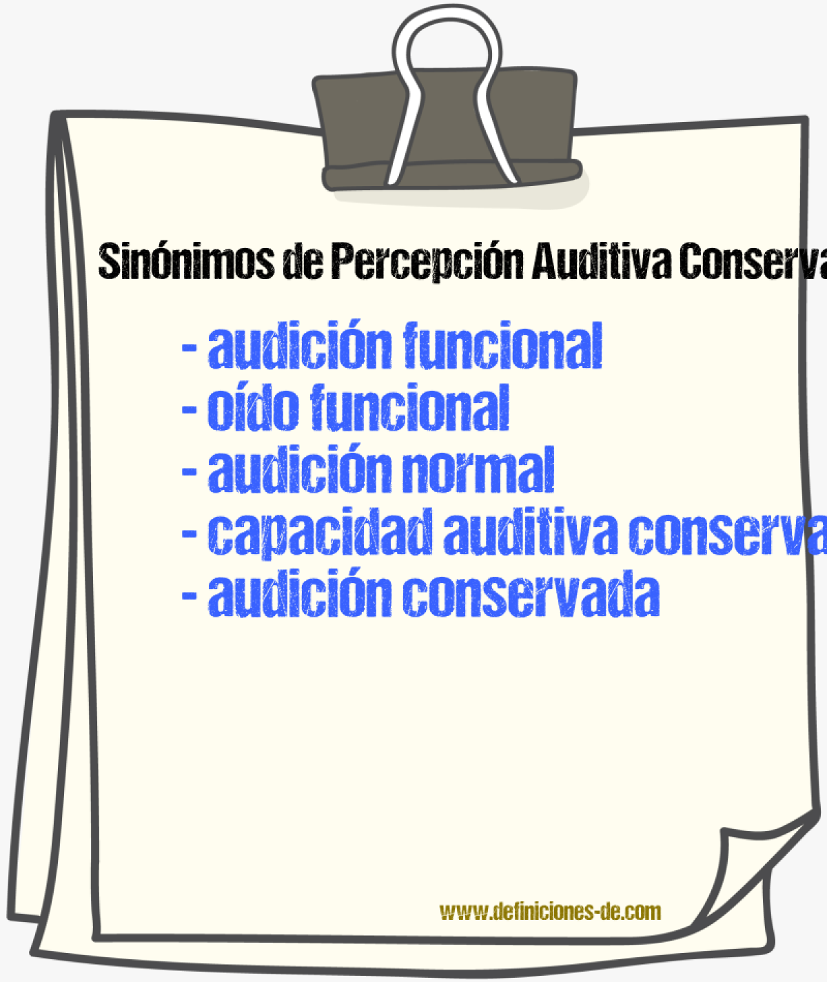 Sinónimos de percepción auditiva conservada