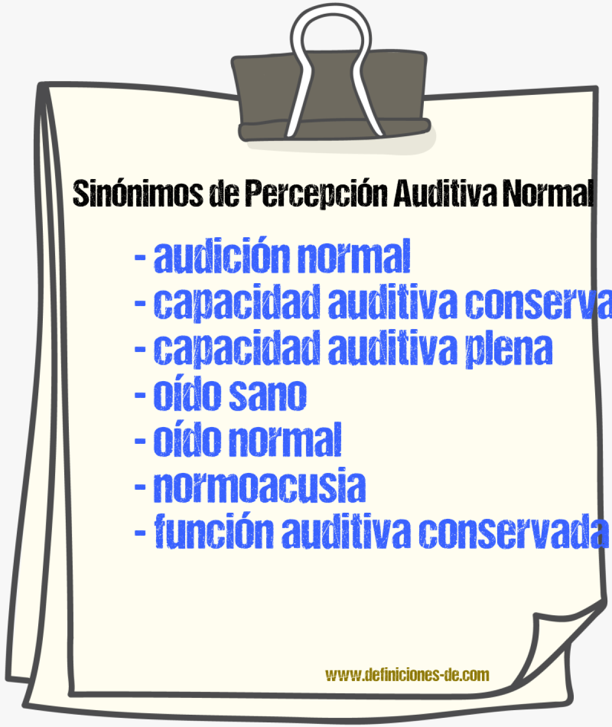Sinónimos de percepción auditiva normal