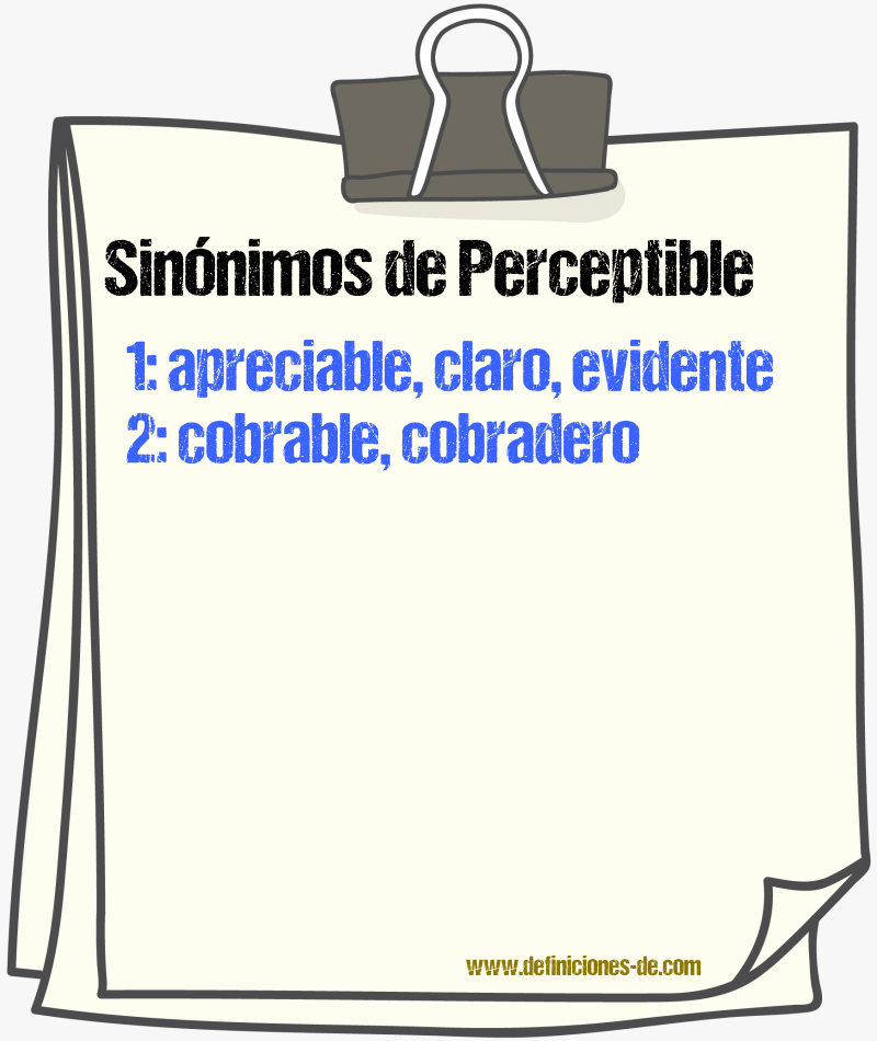 Sinnimos de perceptible