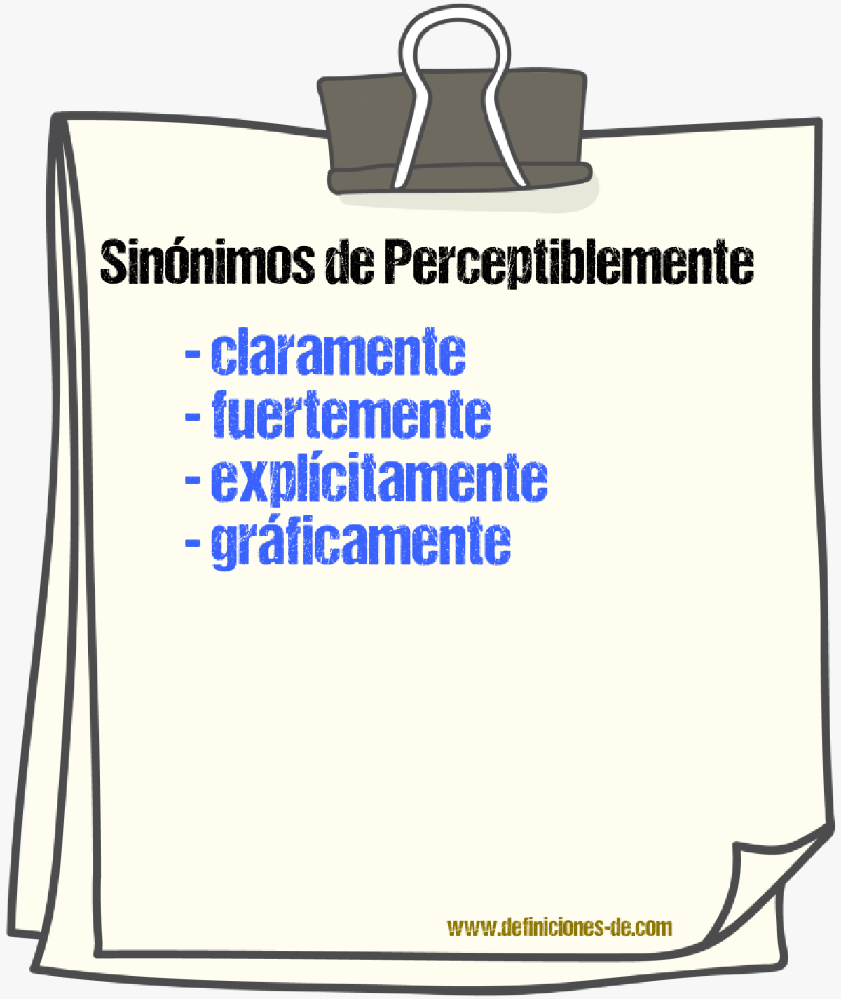 Sinnimos de perceptiblemente