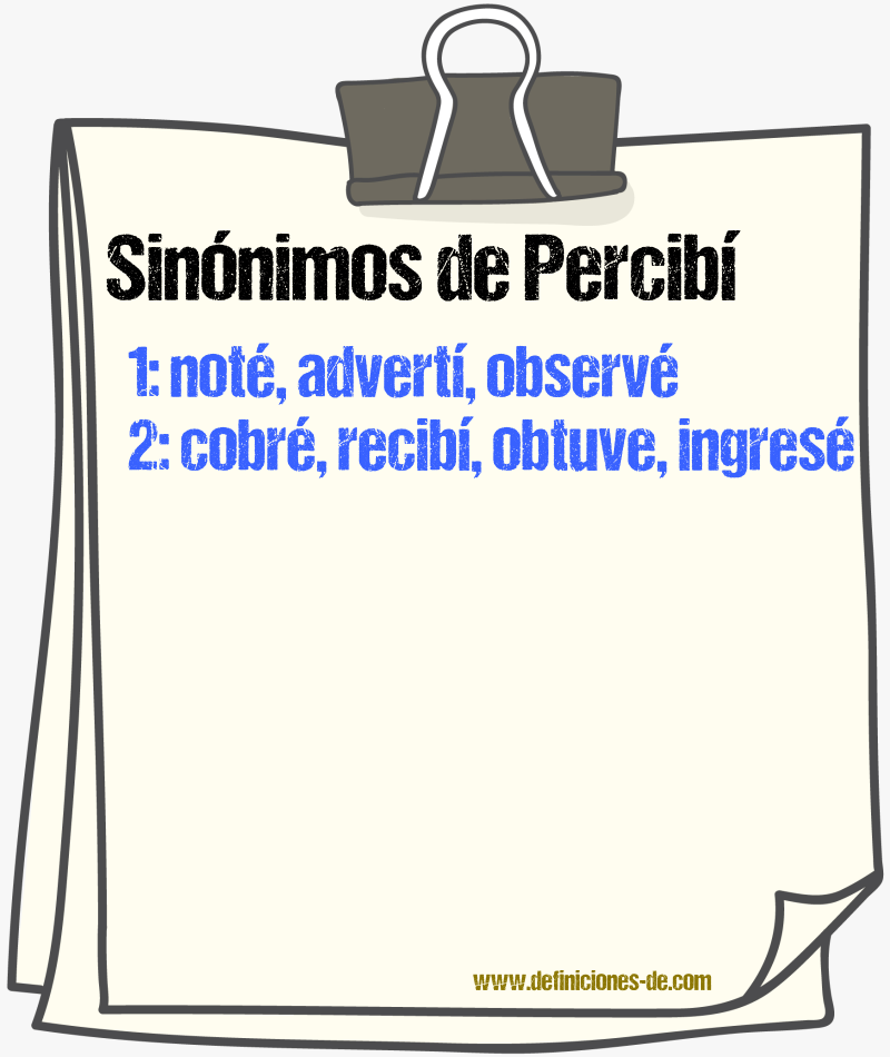 Sinónimos de percibí