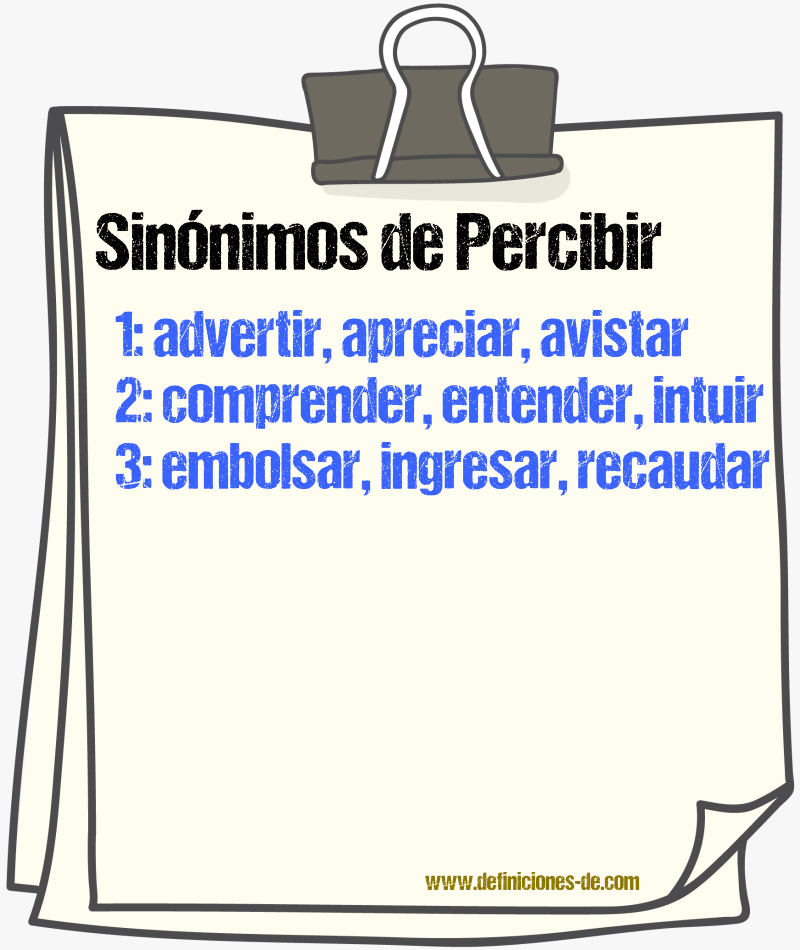 Sinnimos de percibir