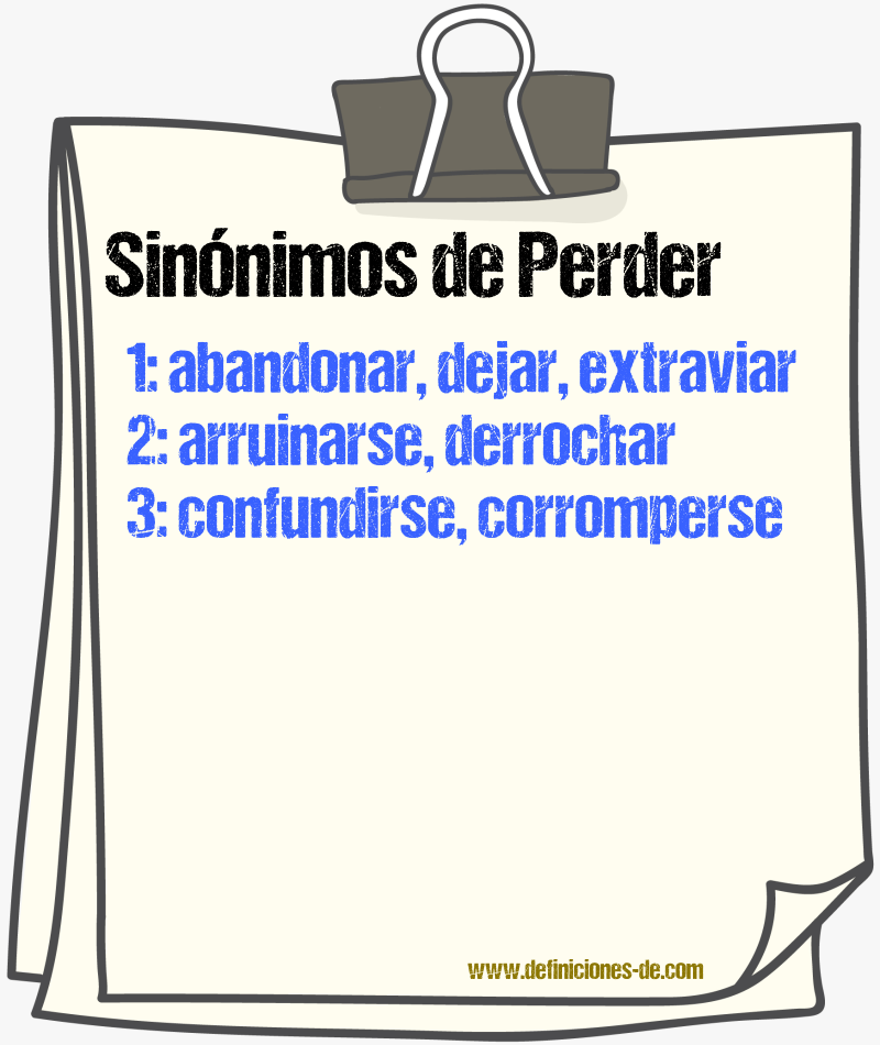 Sinnimos de perder