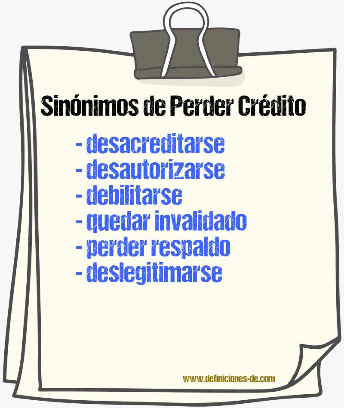 Sinónimos de perder crédito