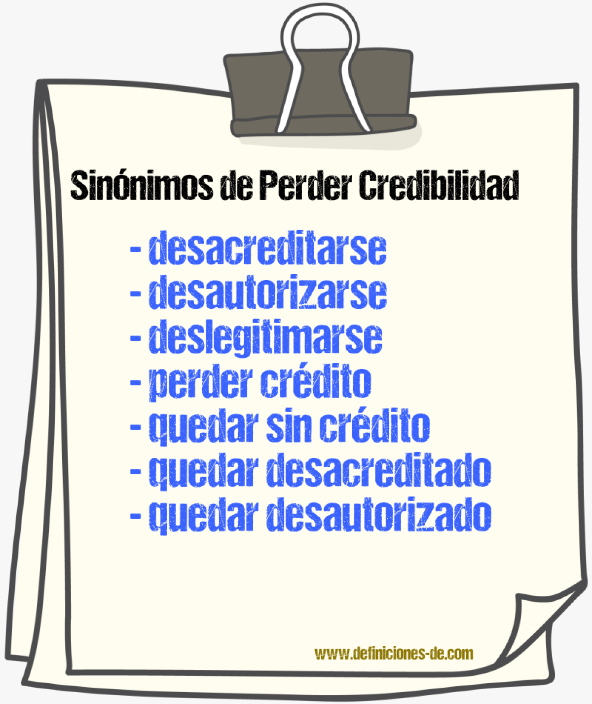 Sinónimos de perder credibilidad