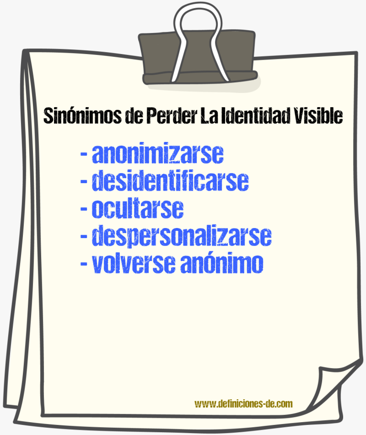 Sinónimos de perder la identidad visible