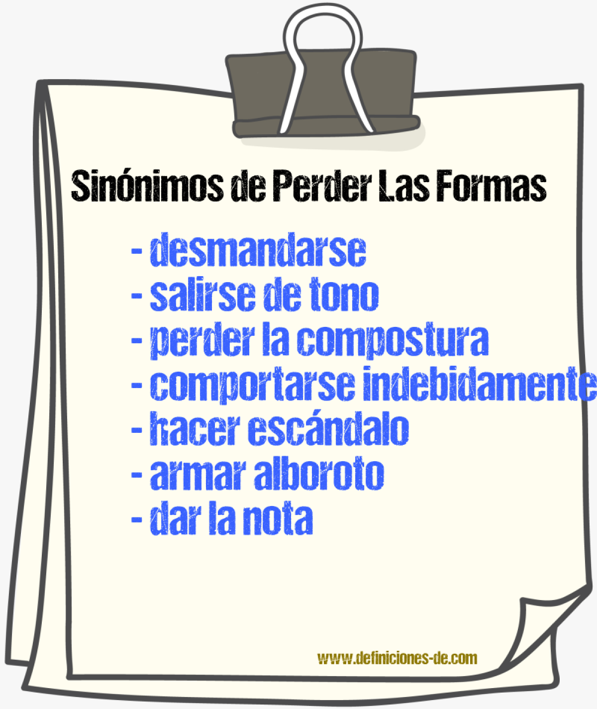 Sinónimos de perder las formas