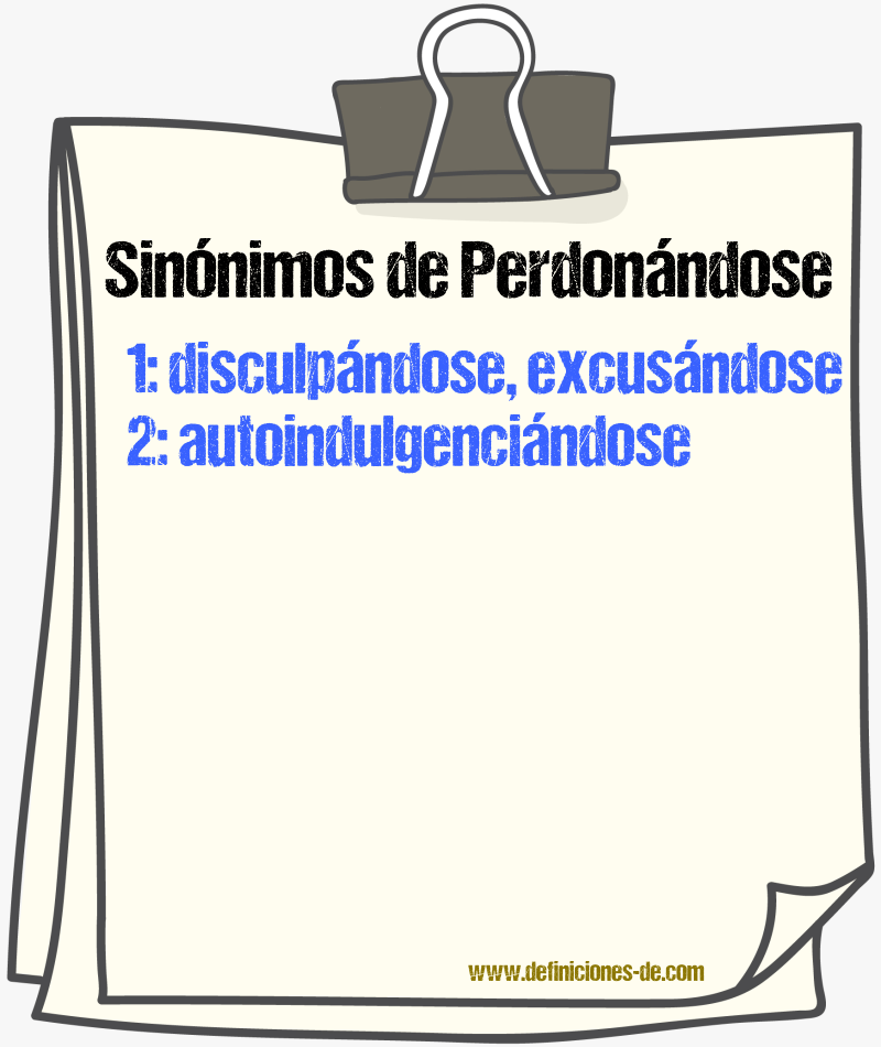 Sinónimos de perdonándose