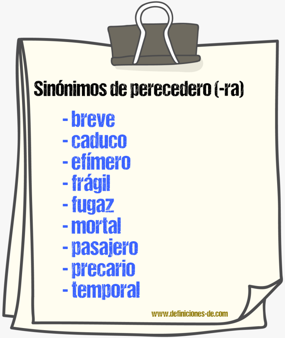 Sinnimos de perecedero