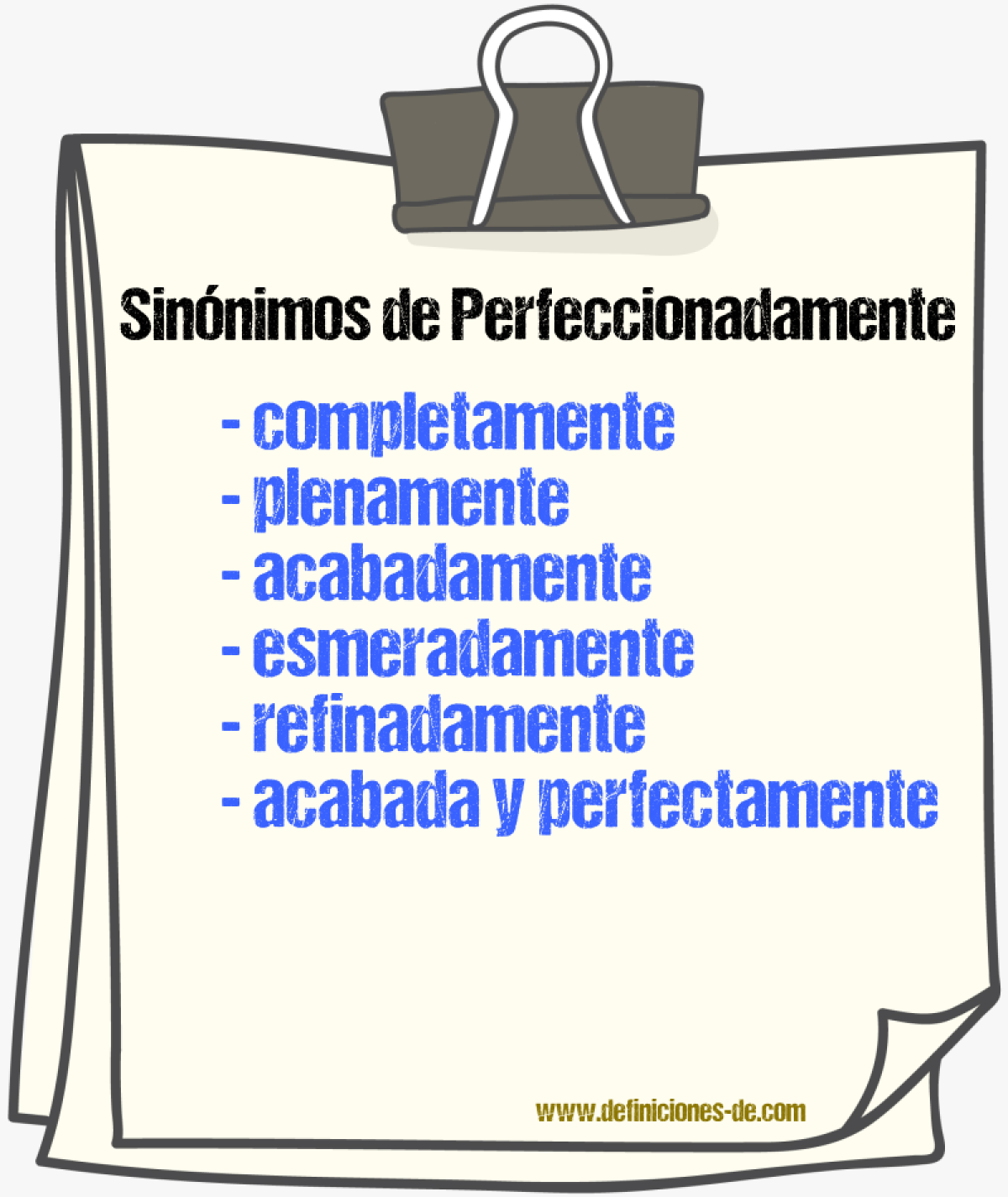 Sinónimos de perfeccionadamente