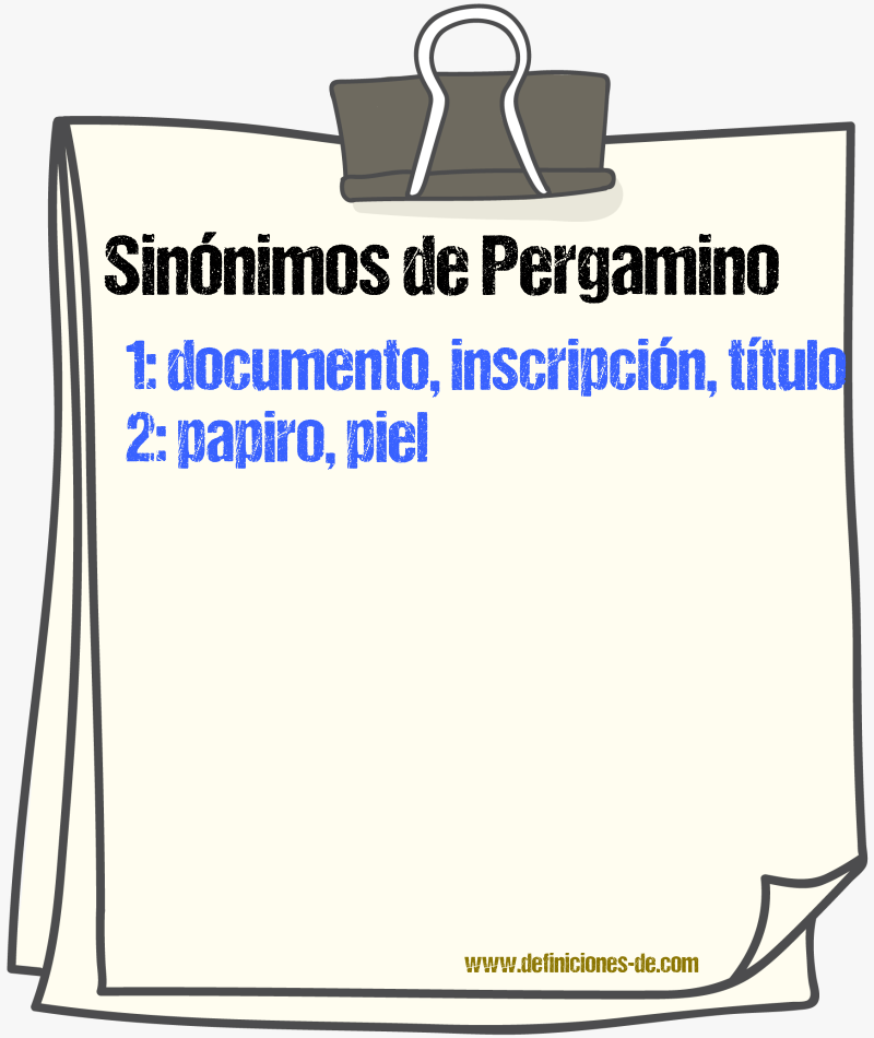 Sinnimos de pergamino