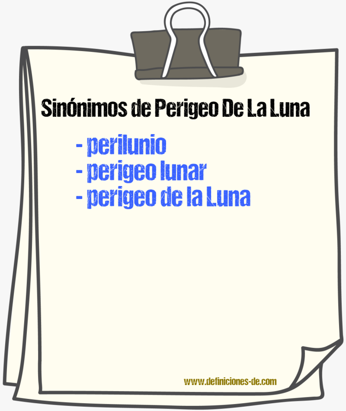 Sinónimos de perigeo de la luna