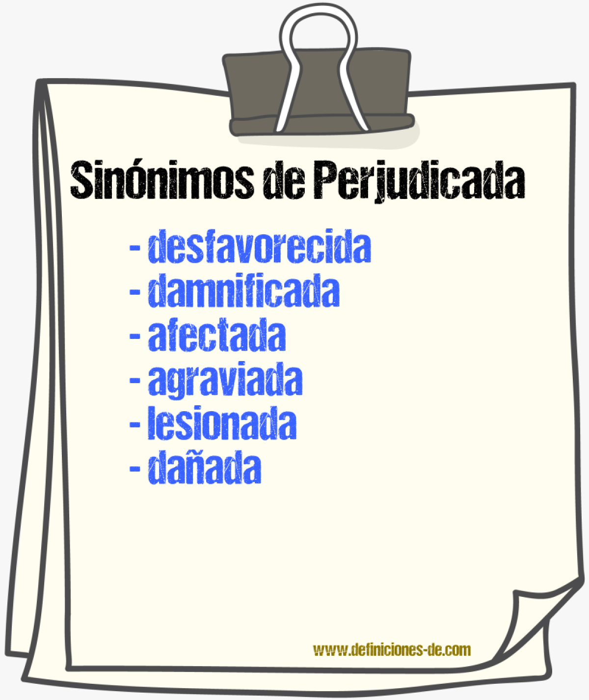 Sinónimos de perjudicada
