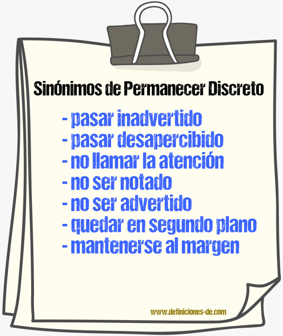 Sinónimos de permanecer discreto