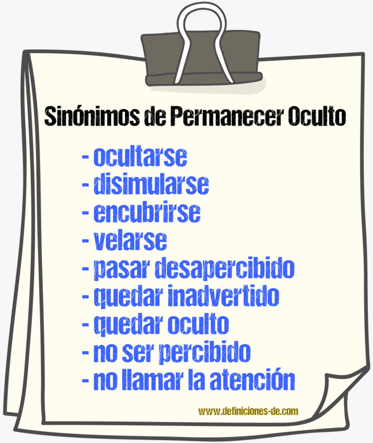 Sinónimos de permanecer oculto