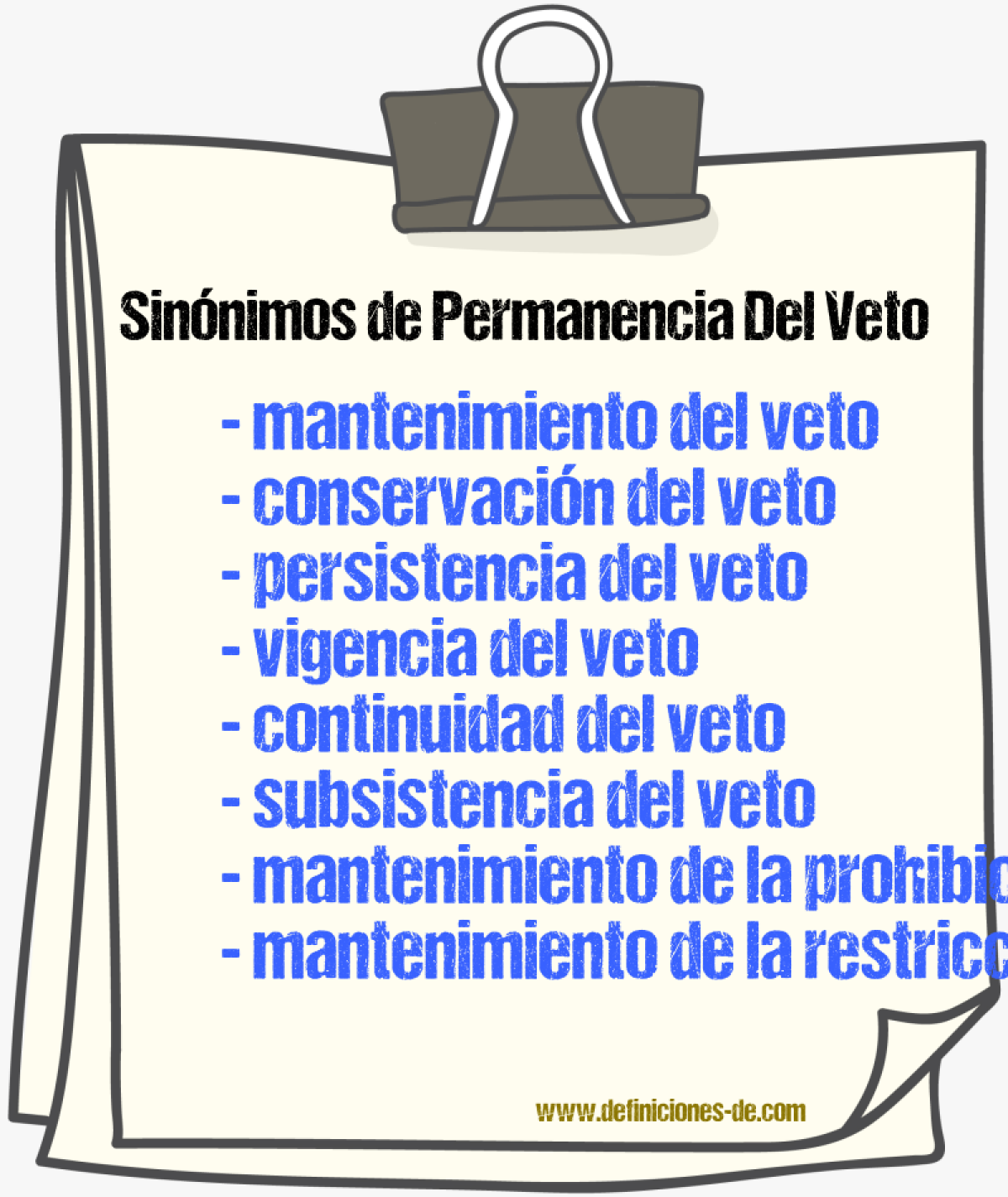 Sinónimos de permanencia del veto