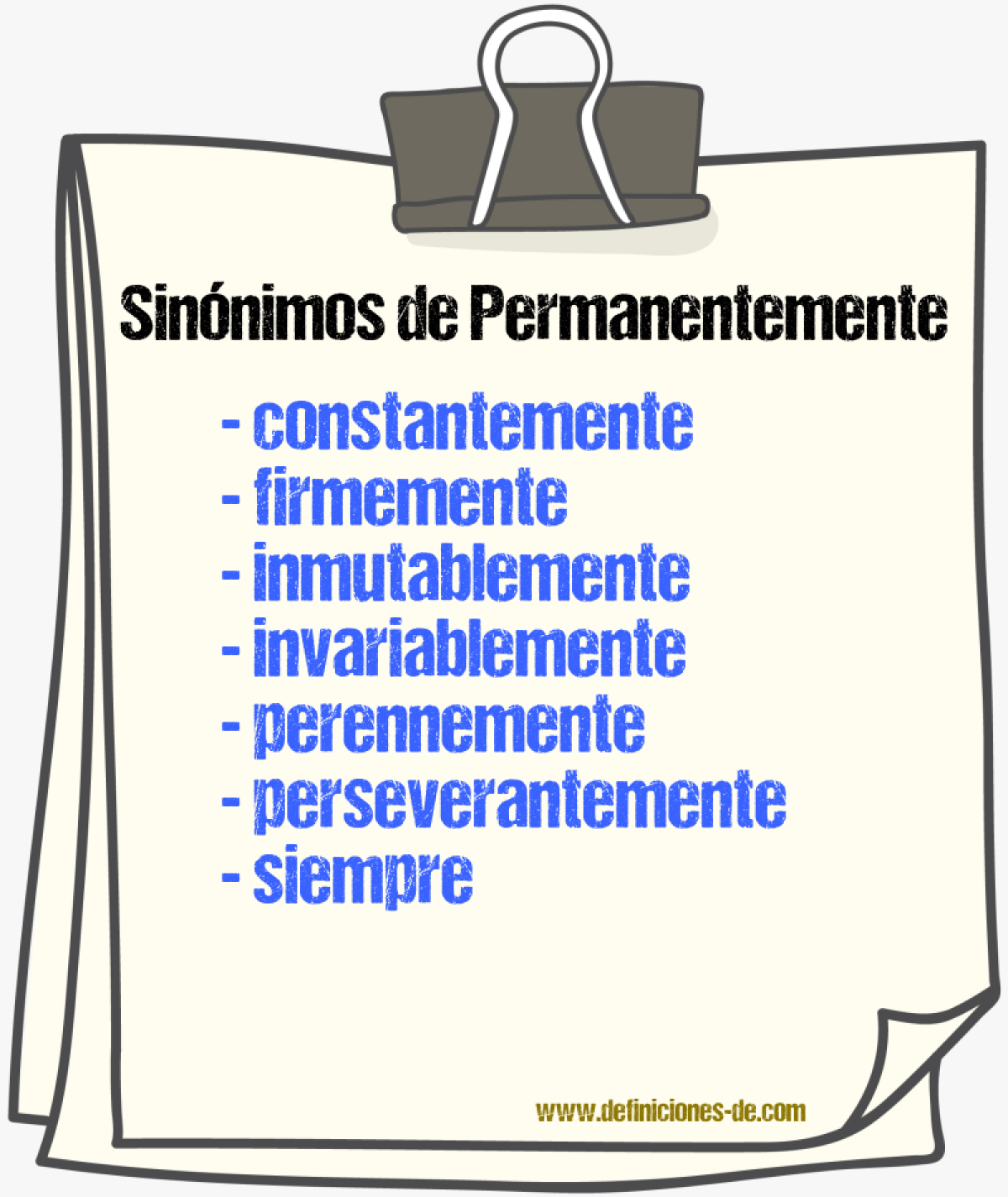 Sinnimos de permanentemente