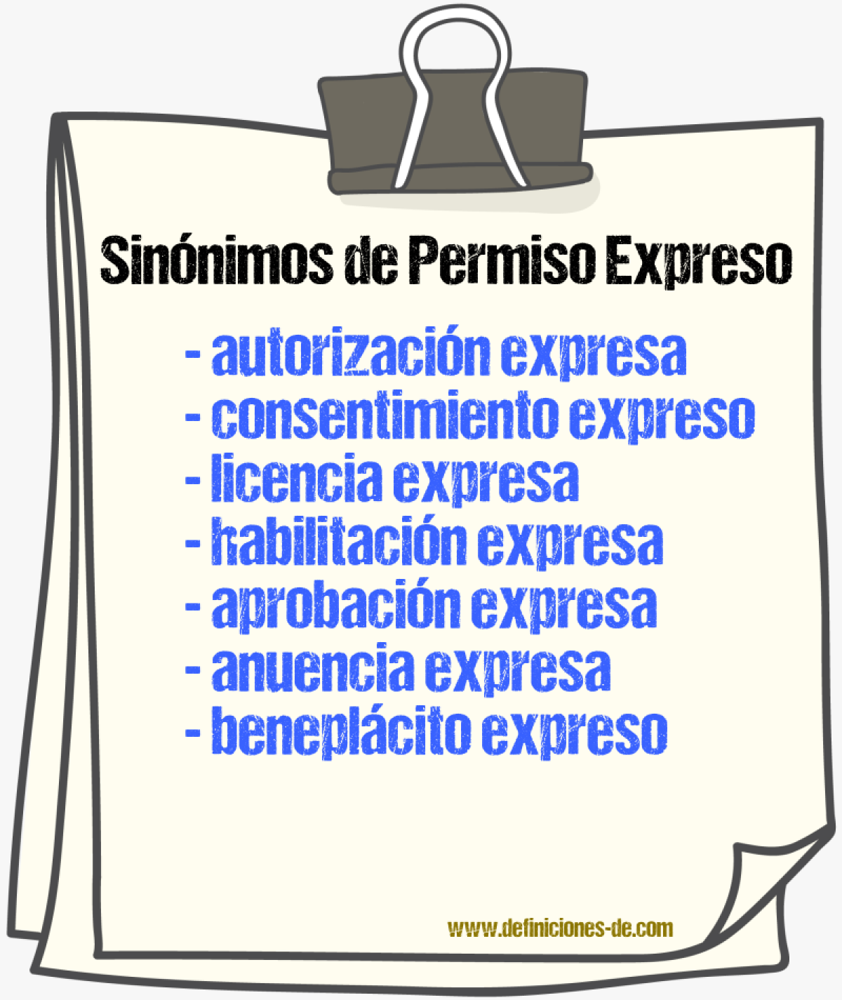 Sinónimos de permiso expreso
