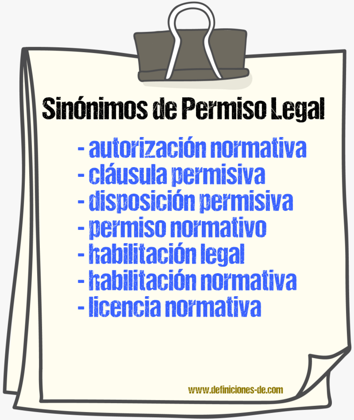 Sinónimos de permiso legal