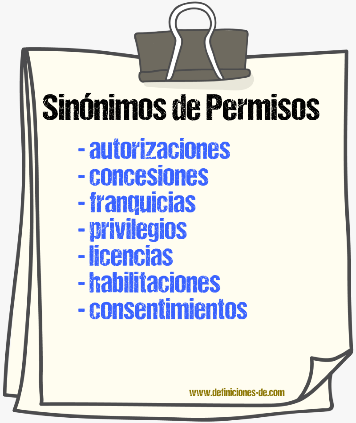 Sinónimos de permisos