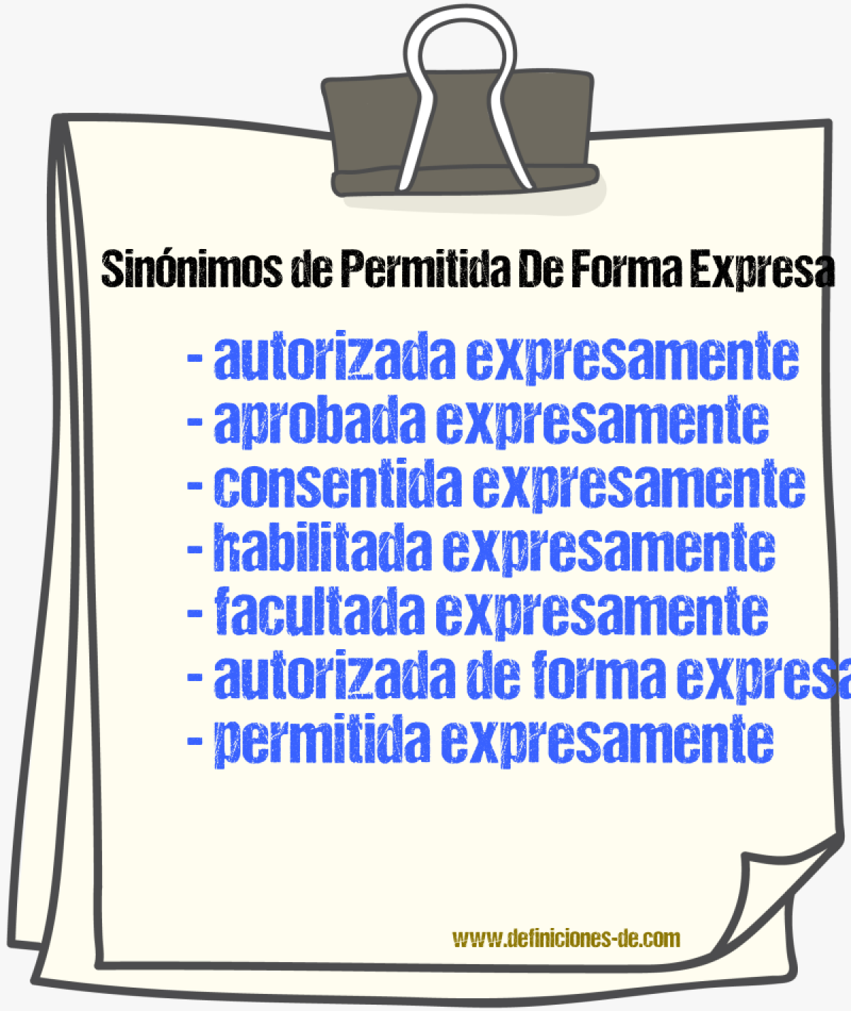 Sinónimos de permitida de forma expresa