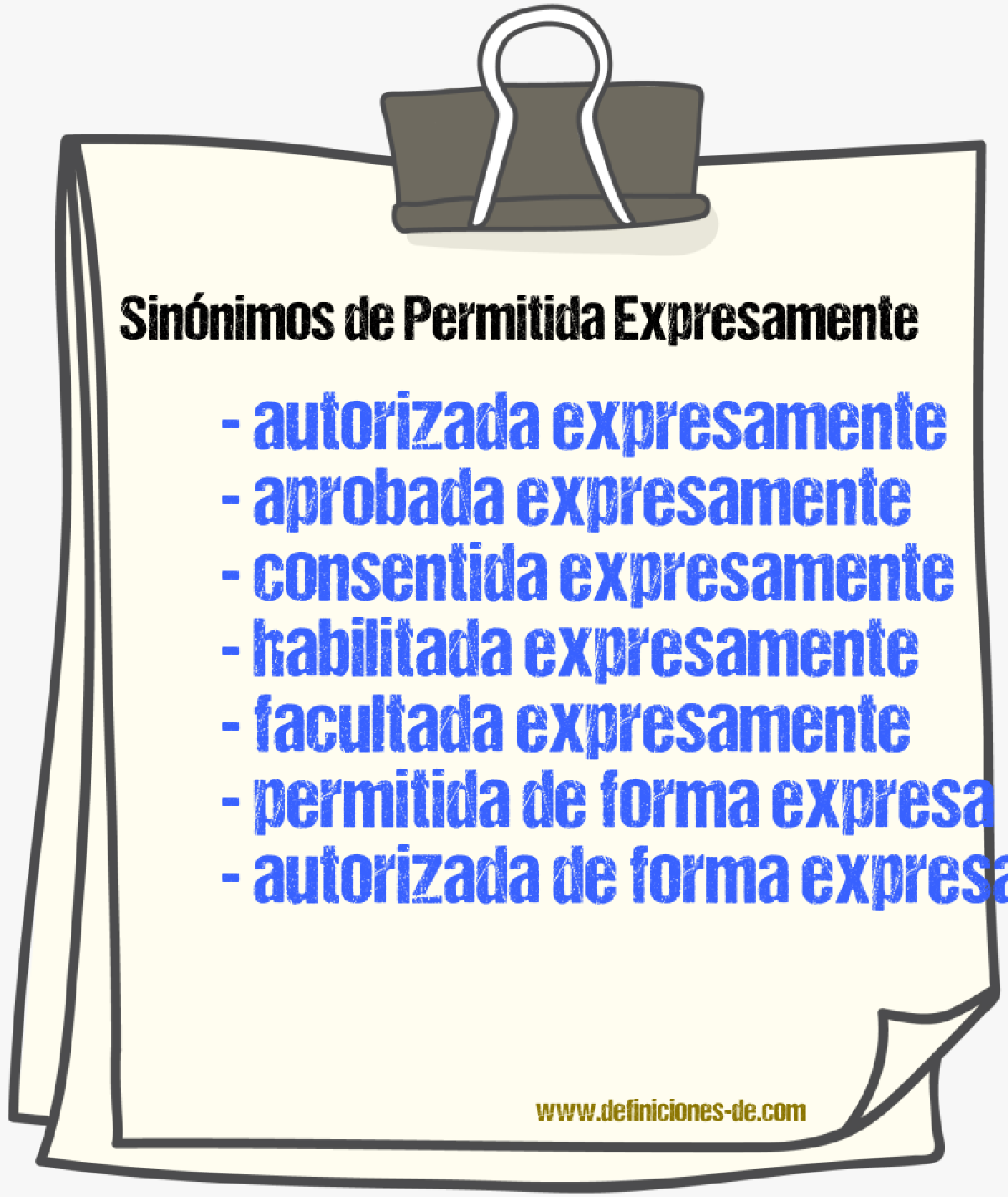 Sinónimos de permitida expresamente