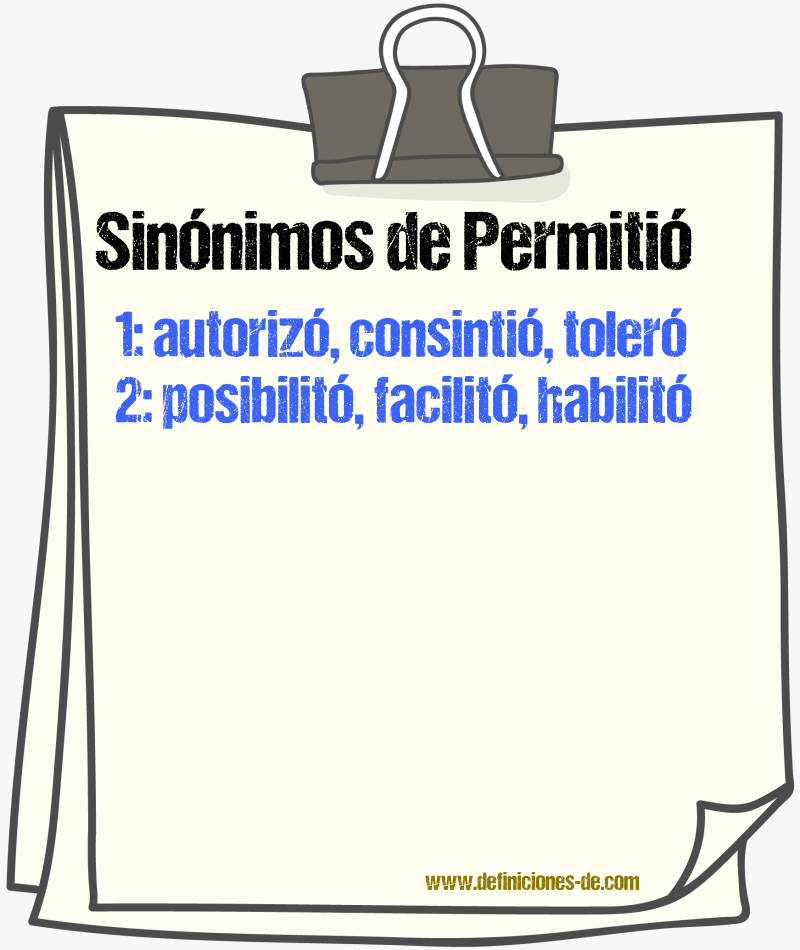 Sinónimos de permitió