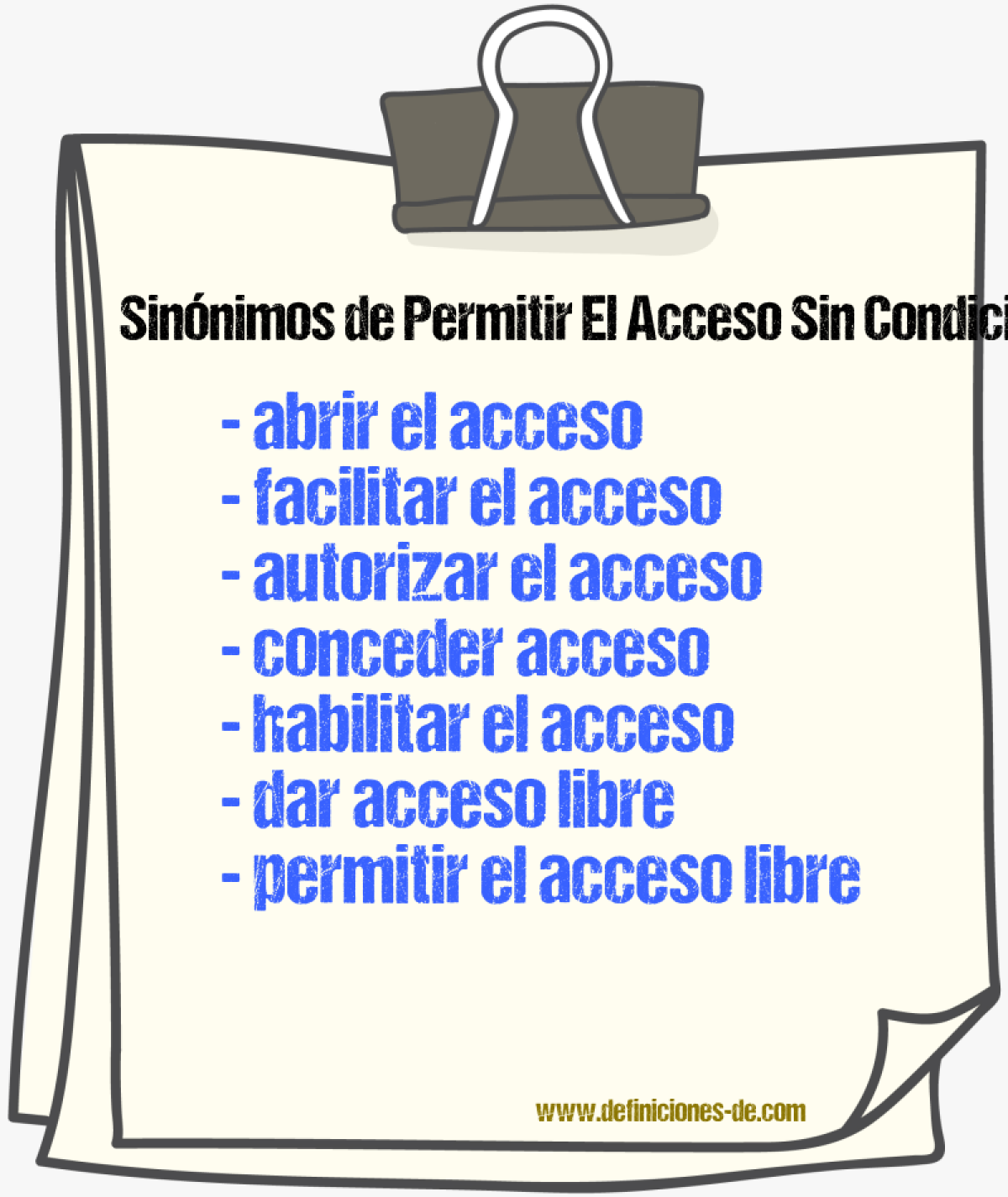 Sinónimos de permitir el acceso sin condiciones