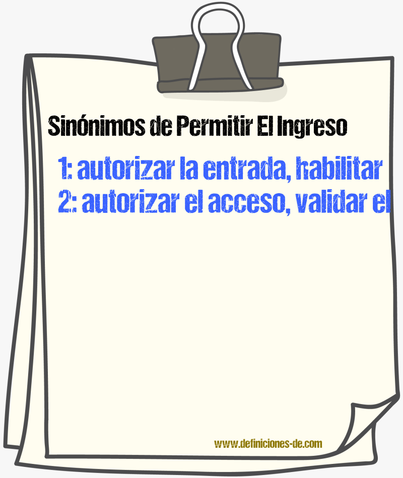 Sinónimos de permitir el ingreso