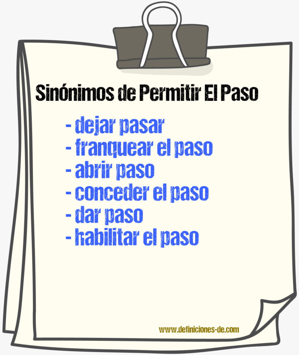 Sinónimos de permitir el paso