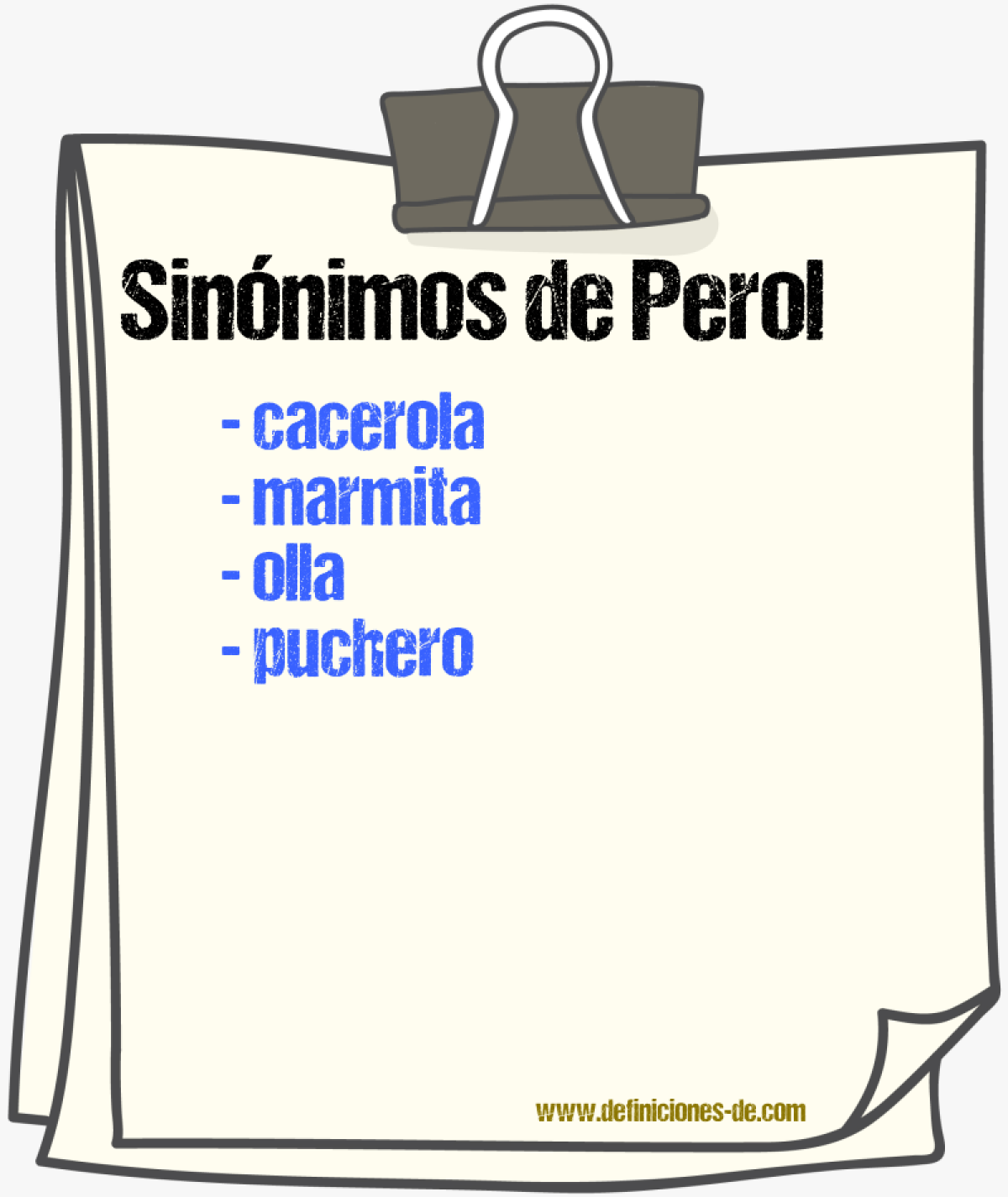 Sinnimos de perol