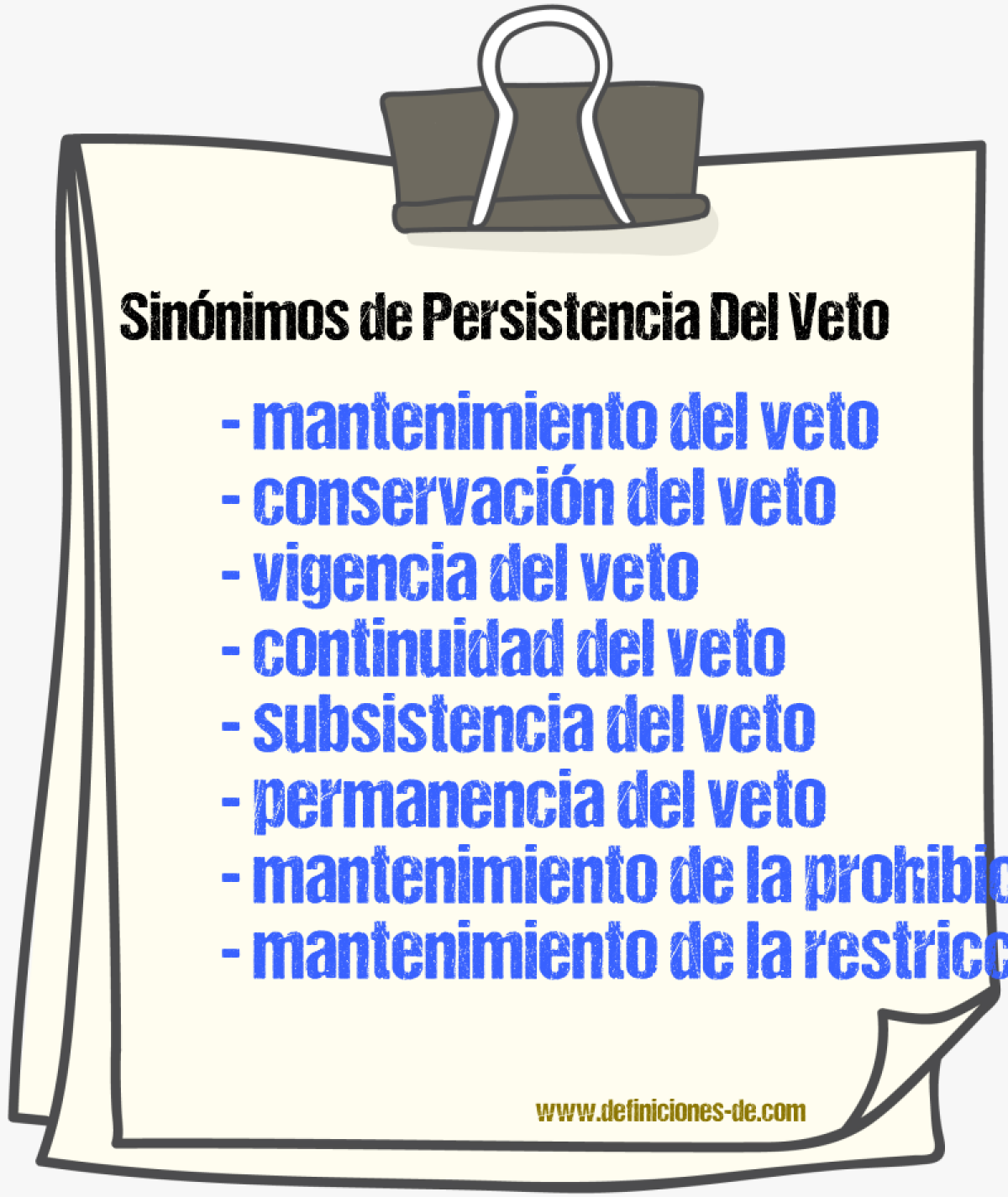 Sinónimos de persistencia del veto