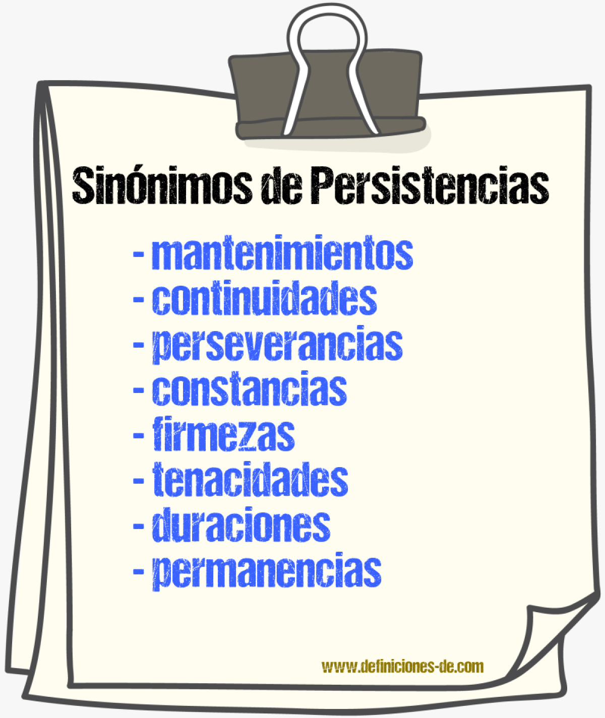 Sinónimos de persistencias