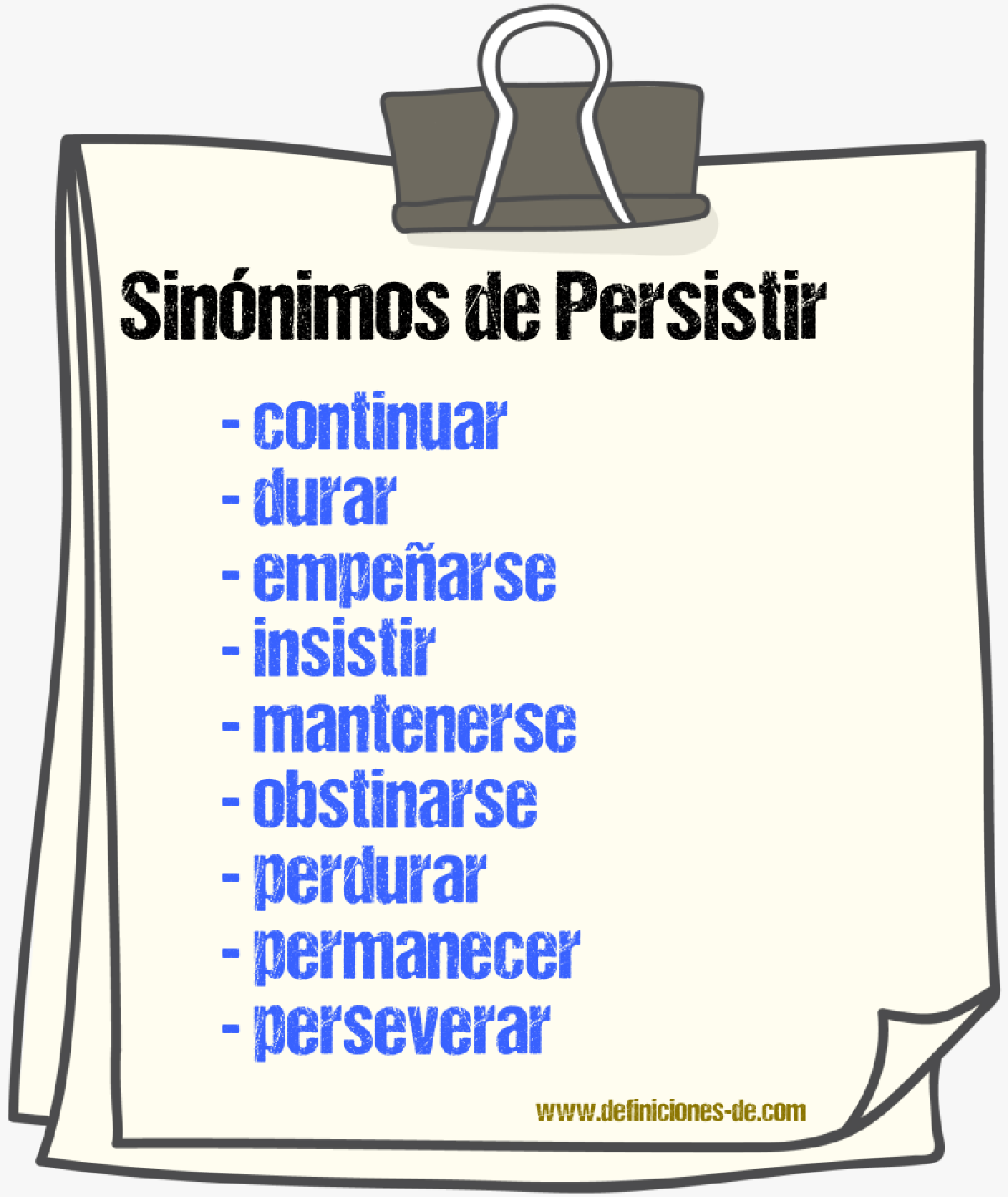 Sinnimos de persistir