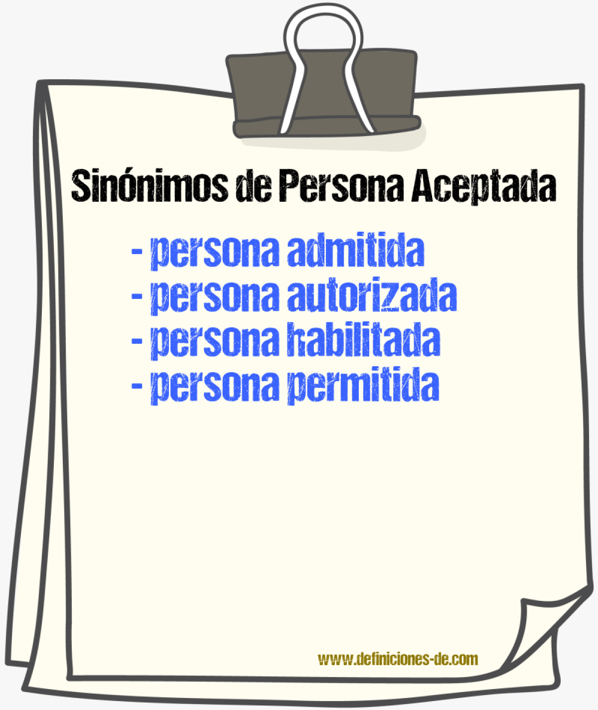 Sinónimos de persona aceptada