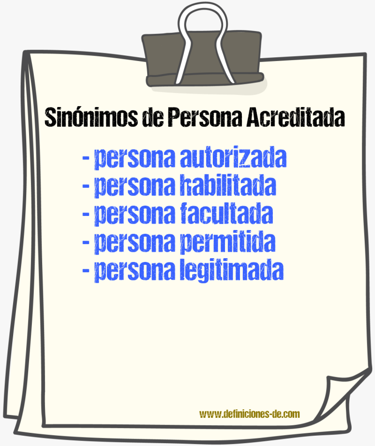 Sinónimos de persona acreditada