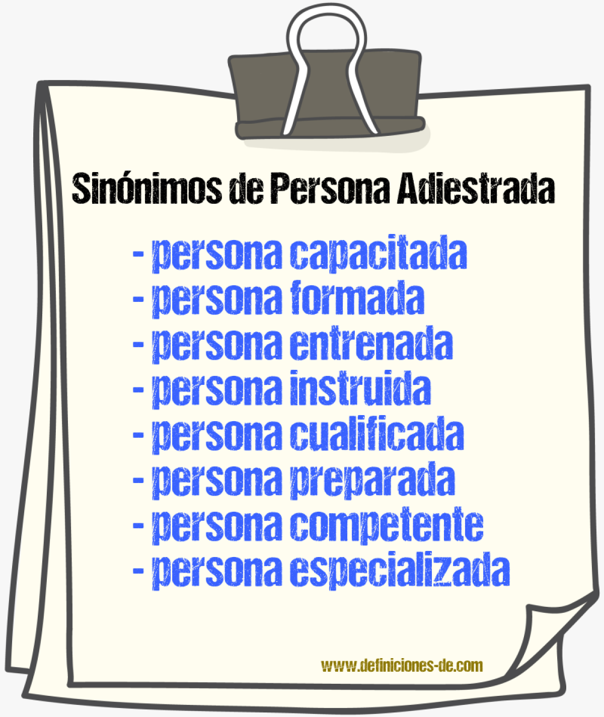 Sinónimos de persona adiestrada