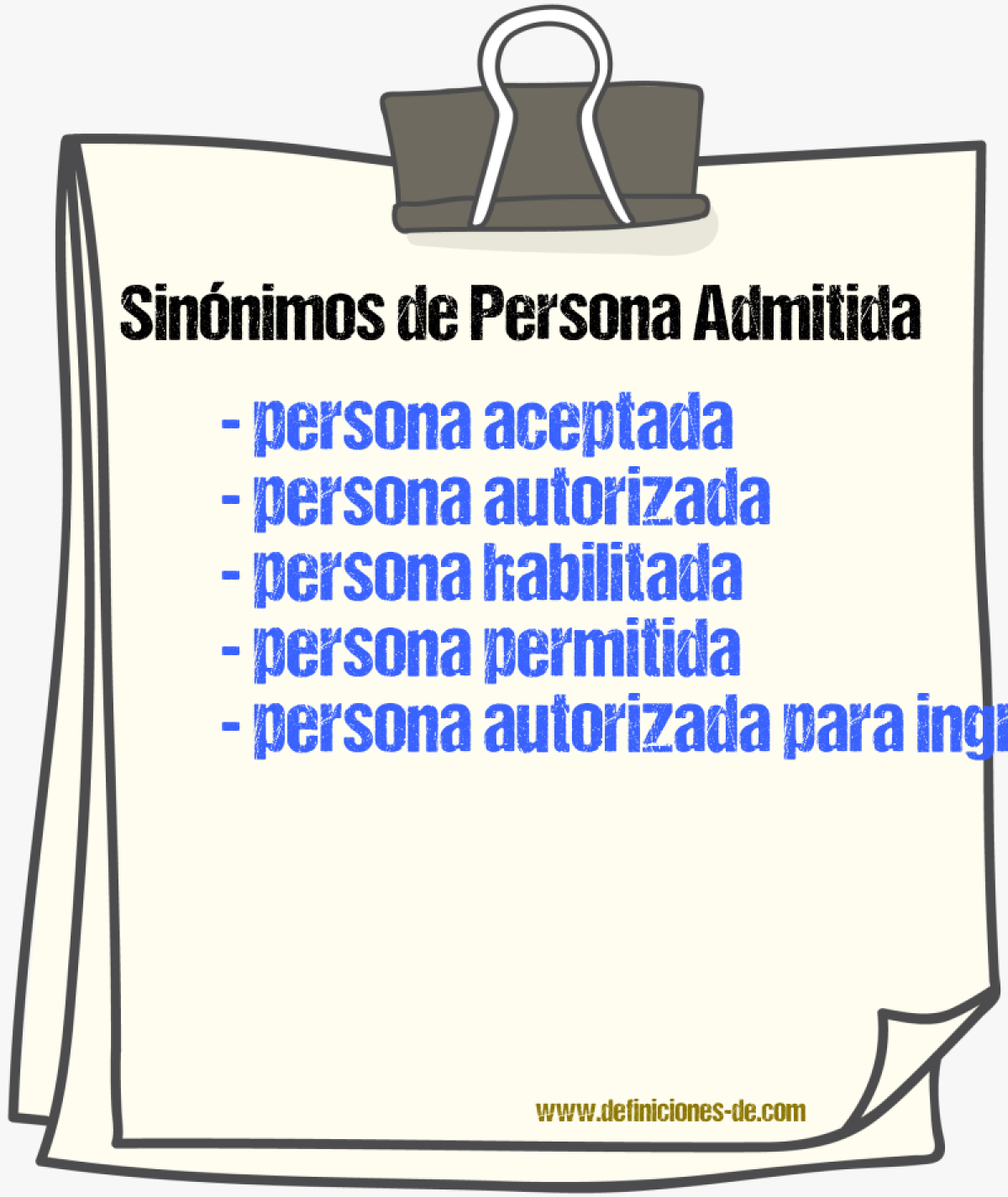 Sinónimos de persona admitida