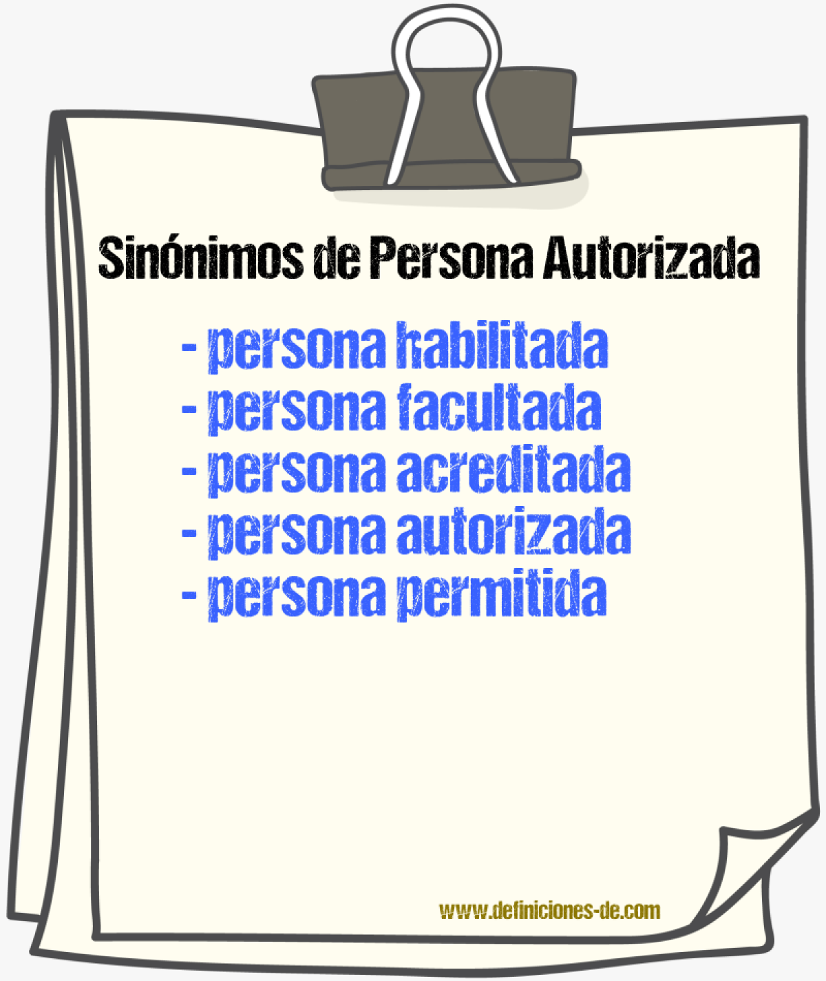 Sinónimos de persona autorizada