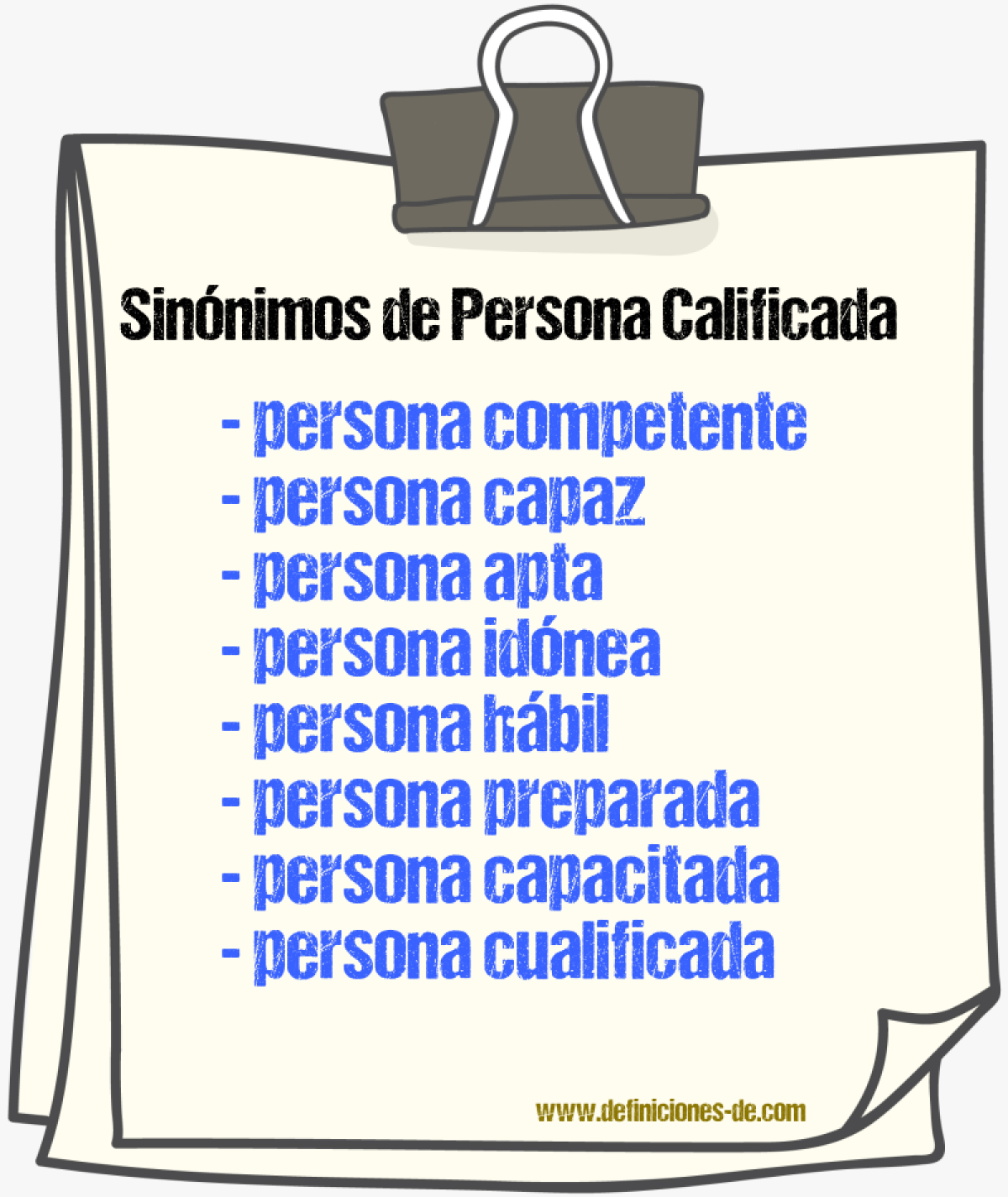 Sinónimos de persona calificada