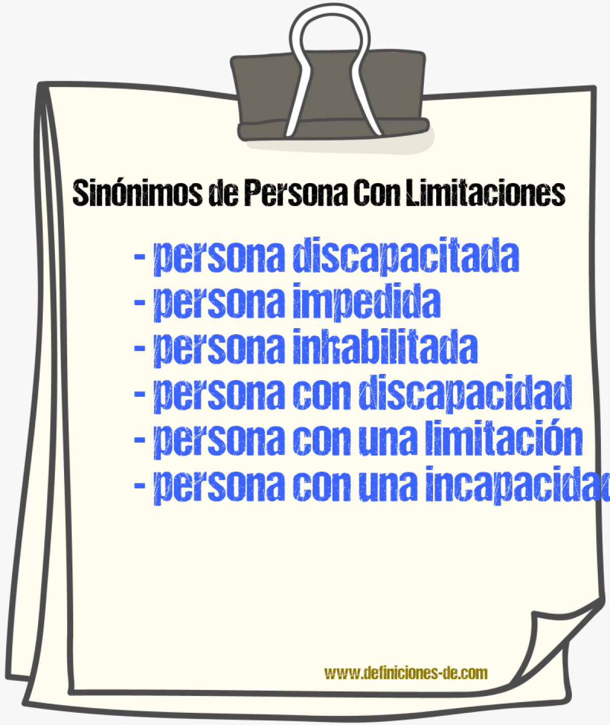 Sinónimos de persona con limitaciones