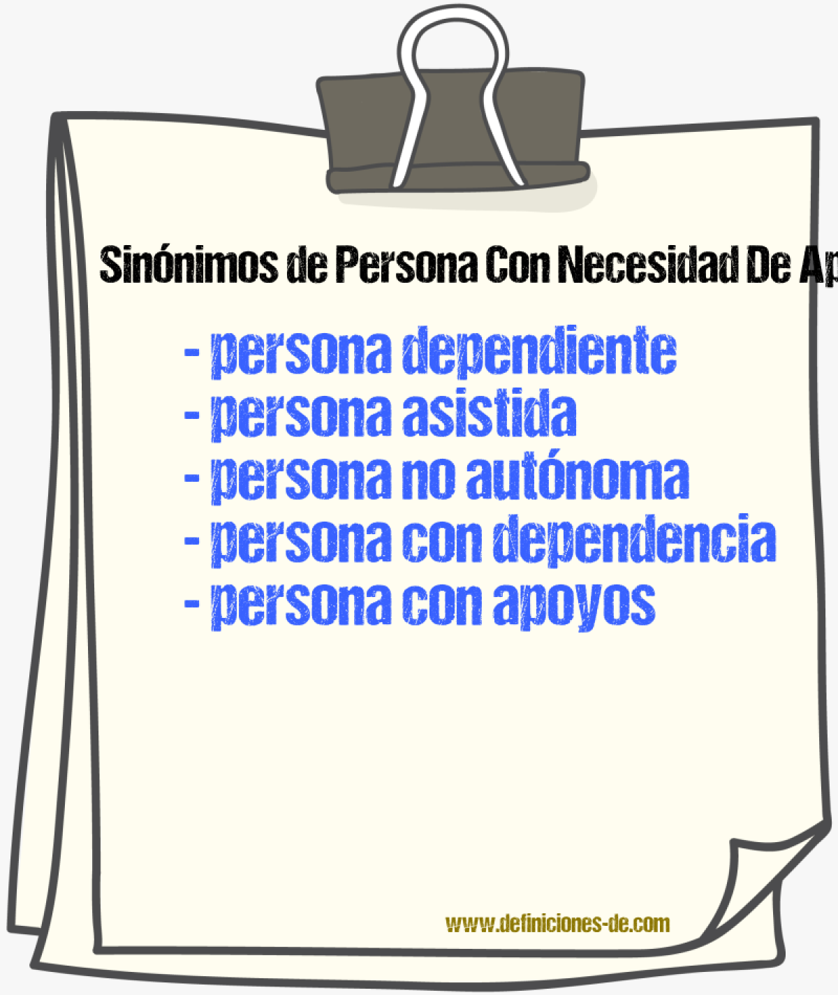Sinónimos de persona con necesidad de apoyo