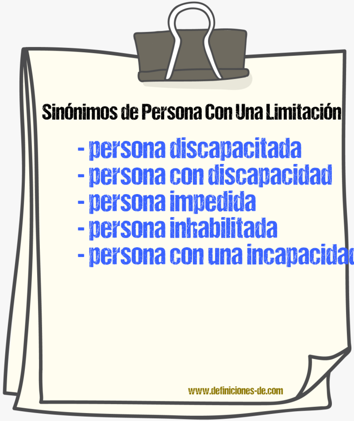Sinónimos de persona con una limitación