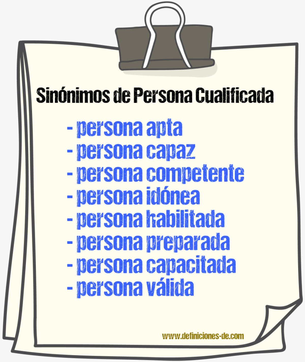 Sinónimos de persona cualificada