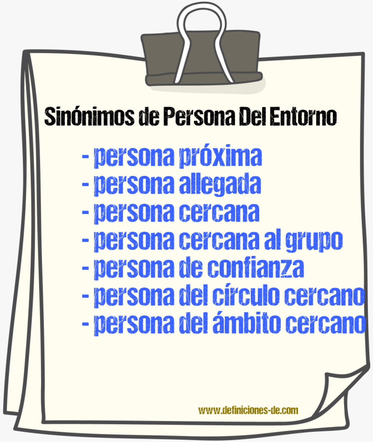 Sinónimos de persona del entorno
