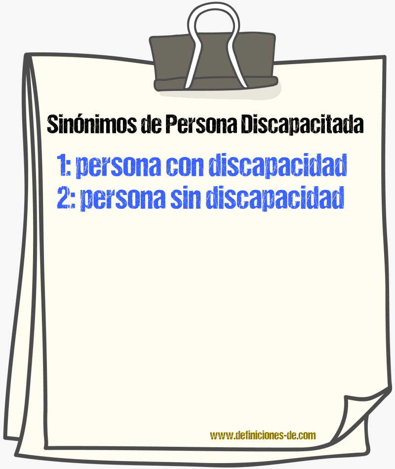 Sinónimos de persona discapacitada