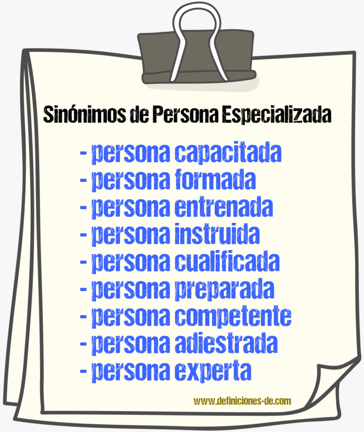 Sinónimos de persona especializada
