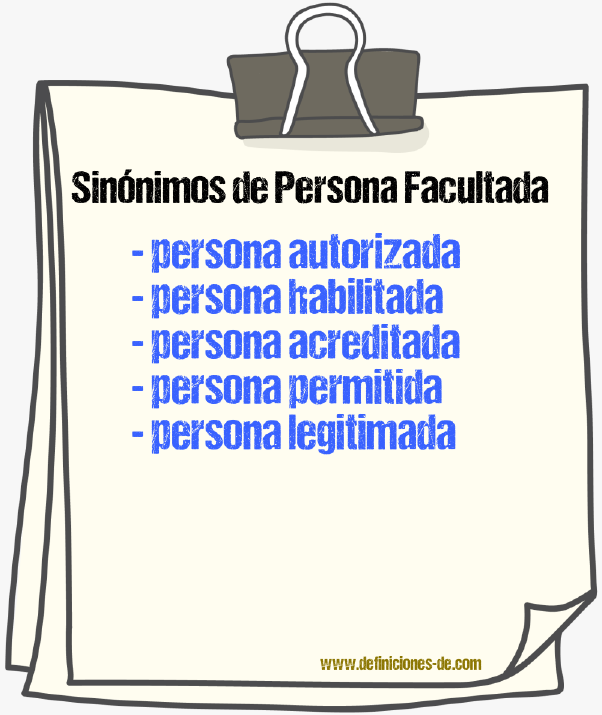 Sinónimos de persona facultada